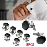 Tuxedo Cufflinks Wedding Suit Shirt Round Metal Cufflink Button Studs Set