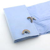 Men's Rainbow Cuff Links Multi-Color Stripes Copper Cufflinks