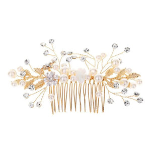 Golden Leaf Bridal Tiara Wedding Hair Pin Hair Combs