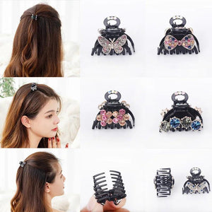 2PCS Crystal Hair Claw Hairpin Top Clip Bow Knot Girl Hair Ornament Accessories