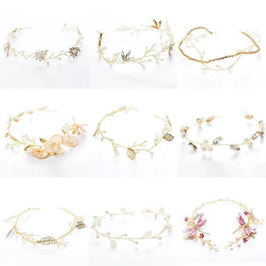 Long Hair Jewelry Headbands 16 Styles Leaf Pearl Crystal Women Hair Ribbon Tiara