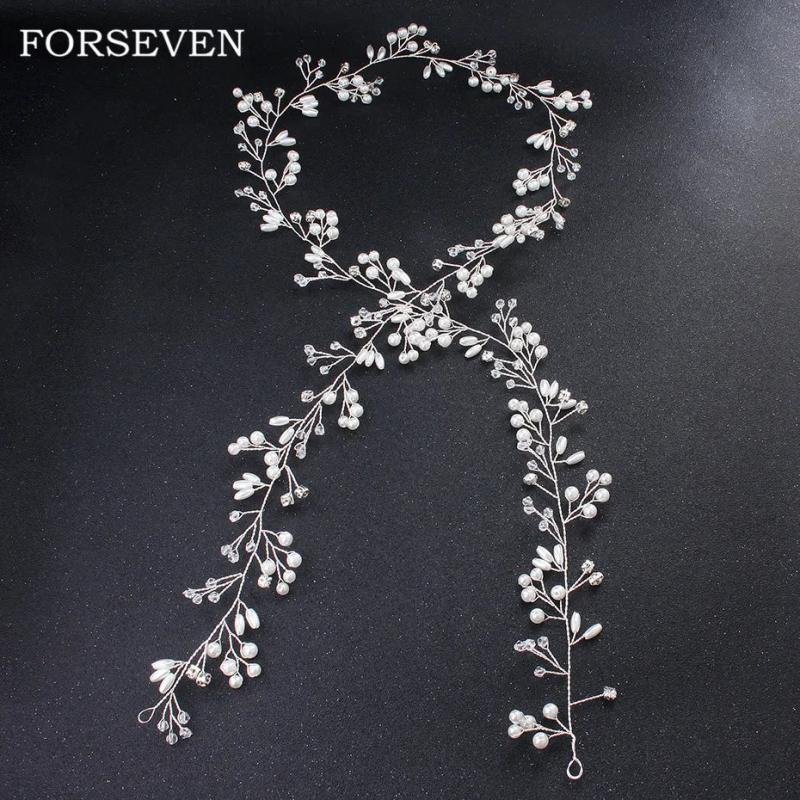 Pearl Rhinestone Headband Bridal Hair Jewelry 50/100/150 cm Long