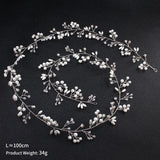 Pearl Rhinestone Headband Bridal Hair Jewelry 50/100/150 cm Long
