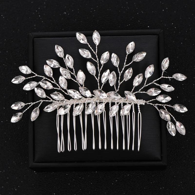 Silver Crystal Hair Comb Hairpin Headbands Tiaras For Women Bride