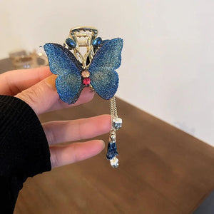 Crystal Tassel Hair Claw Butterfly Vintage Jewelry for Women Ladies