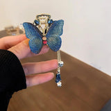 Crystal Tassel Hair Claw Butterfly Vintage Jewelry for Women Ladies