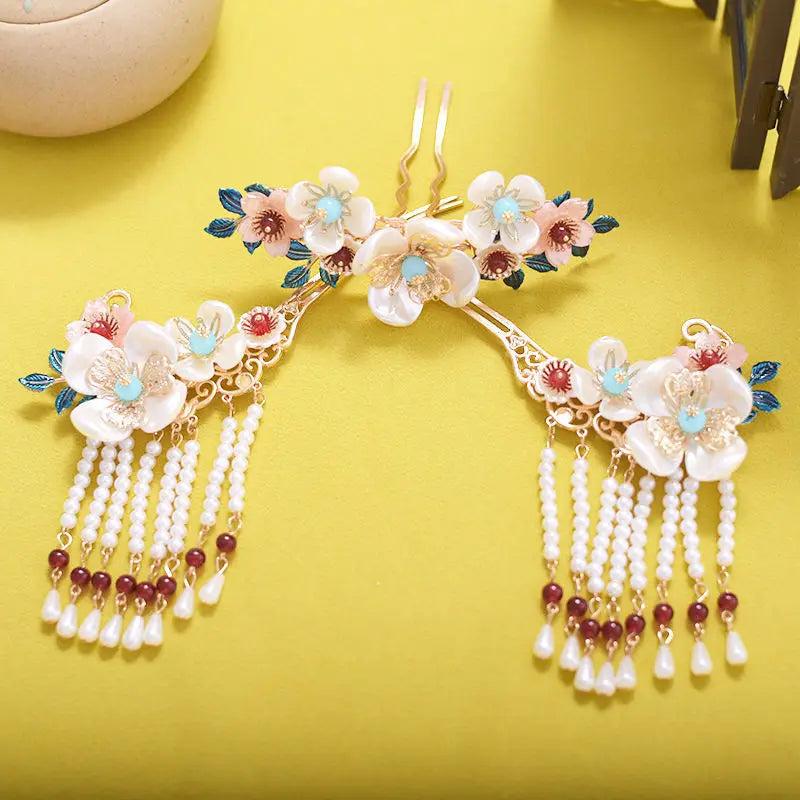 Chinese Hanfu Headdress Jade Flower Hair Crown