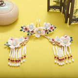 Chinese Hanfu Headdress Jade Flower Hair Crown
