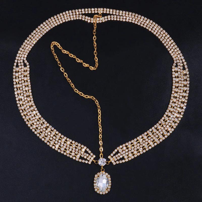 Stonefans Rhinestone Forehead Chain Pendant Headpiece Bridal Wedding Headband