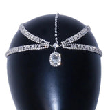 Stonefans Rhinestone Forehead Chain Pendant Headpiece Bridal Wedding Headband