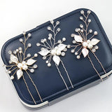 3 Pcs Simulated Pearl Crystal Hair Jewelry For Women Bridal Charm Hair Pins
