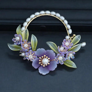Ancient Hair Binding Headdress Glaze Purple Hair Ring Cheongsam Accessory