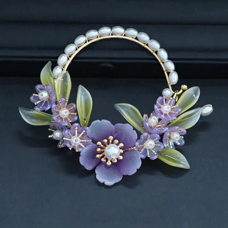 Ancient Hair Binding Headdress Glaze Purple Hair Ring Cheongsam Accessory