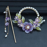 Ancient Hair Binding Headdress Glaze Purple Hair Ring Cheongsam Accessory