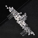 Silver Tiara Hair Combs Wedding Accessories Pearl Crystal Headpiece