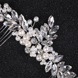Silver Tiara Hair Combs Wedding Accessories Pearl Crystal Headpiece