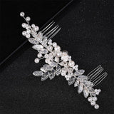 Silver Tiara Hair Combs Wedding Accessories Pearl Crystal Headpiece