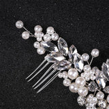 Silver Tiara Hair Combs Wedding Accessories Pearl Crystal Headpiece