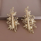Silver Rhinestone Pearl Leaf Hair Clip Wedding Bridal Hair Accessories
