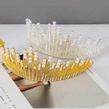 Bridal Crown Hair Jewelry Baroque Pearl Rhinestone Tiara