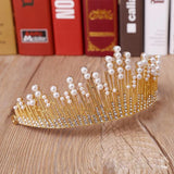 Bridal Crown Hair Jewelry Baroque Pearl Rhinestone Tiara
