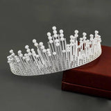Bridal Crown Hair Jewelry Baroque Pearl Rhinestone Tiara