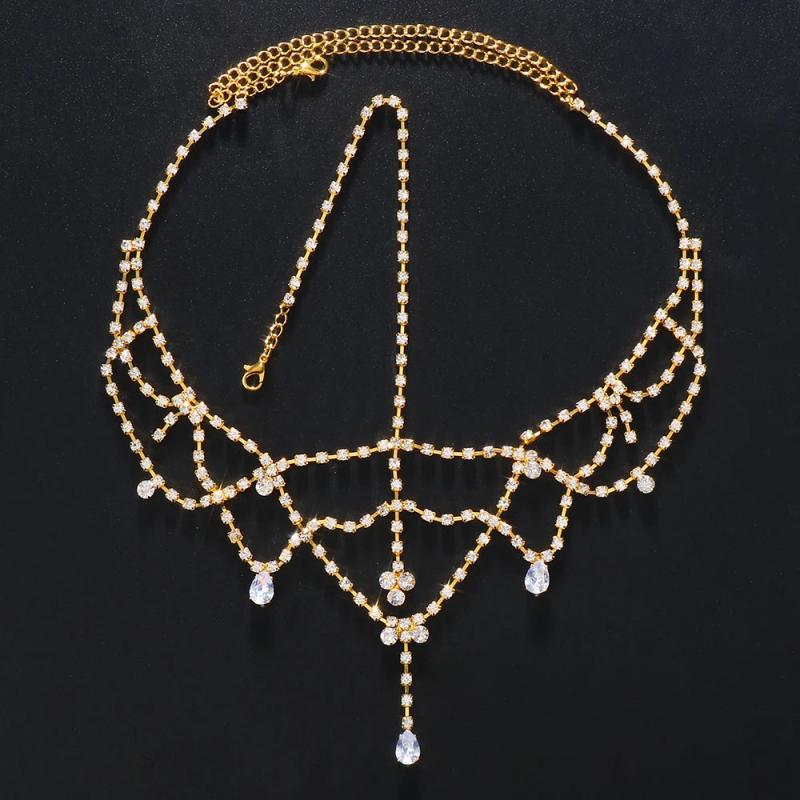 Stonefans Hollow Head Chain Water Drop Forehead Chain Headband for Women