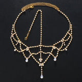 Stonefans Hollow Head Chain Water Drop Forehead Chain Headband for Women