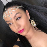 Stonefans Hollow Head Chain Water Drop Forehead Chain Headband for Women