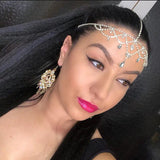 Stonefans Hollow Head Chain Water Drop Forehead Chain Headband for Women