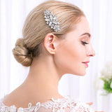 Silver Flower Bridal Hair Combs Rhinestone Crystal Hair Ornament