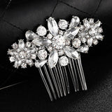 Silver Flower Bridal Hair Combs Rhinestone Crystal Hair Ornament