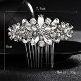 Silver Flower Bridal Hair Combs Rhinestone Crystal Hair Ornament