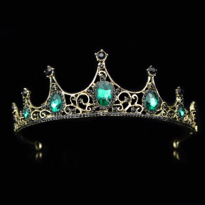 Baroque Retro Green Red Bridal Crystal Tiara Crown Queen Pageant Prom Rhinestone