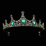 Baroque Retro Green Red Bridal Crystal Tiara Crown Queen Pageant Prom Rhinestone