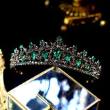 Baroque Retro Green Red Bridal Crystal Tiara Crown Queen Pageant Prom Rhinestone