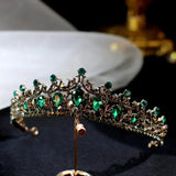 Baroque Retro Green Red Bridal Crystal Tiara Crown Queen Pageant Prom Rhinestone