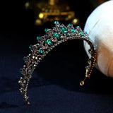 Baroque Retro Green Red Bridal Crystal Tiara Crown Queen Pageant Prom Rhinestone