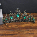 Baroque Retro Green Red Bridal Crystal Tiara Crown Queen Pageant Prom Rhinestone