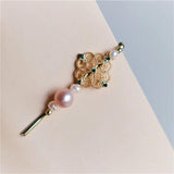 Green Lace Tiara Baroque Pearls Hairpins