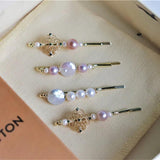 Green Lace Tiara Baroque Pearls Hairpins