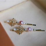 Green Lace Tiara Baroque Pearls Hairpins