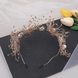 Bride Flower Pearl Hair Band Wedding Rhinestone Crystal Headdress