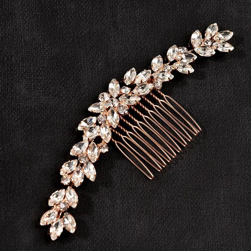 Alloy Crystal Rhinestones Pearls Flower Bridal Hair comb Wedding Headpieces