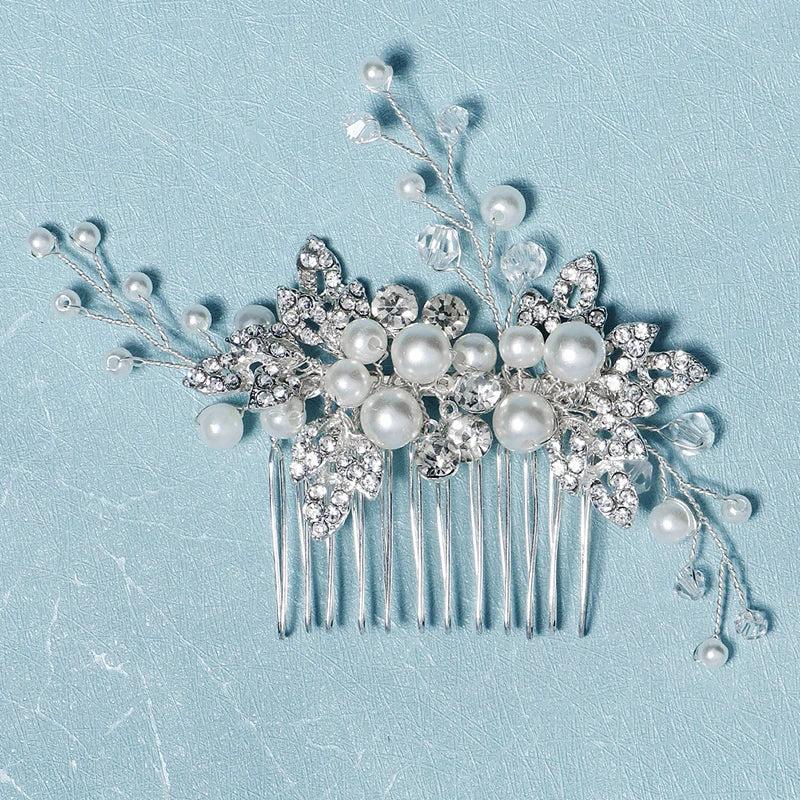 Efily Pearl Hair Combs Crystal Bridal Wedding Hair Accessories for Women