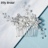 Efily Pearl Hair Combs Crystal Bridal Wedding Hair Accessories for Women