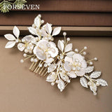 Flower Hair Comb Accessories Pearl Rhinestone Headband
