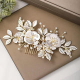 Flower Hair Comb Accessories Pearl Rhinestone Headband