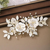 Flower Hair Comb Accessories Pearl Rhinestone Headband