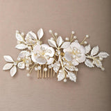 Flower Hair Comb Accessories Pearl Rhinestone Headband